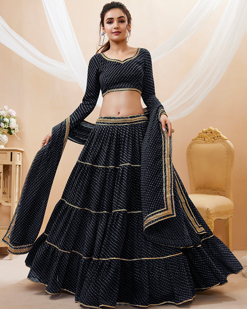 Black Laheriya Print Georgette Lehenga Choli