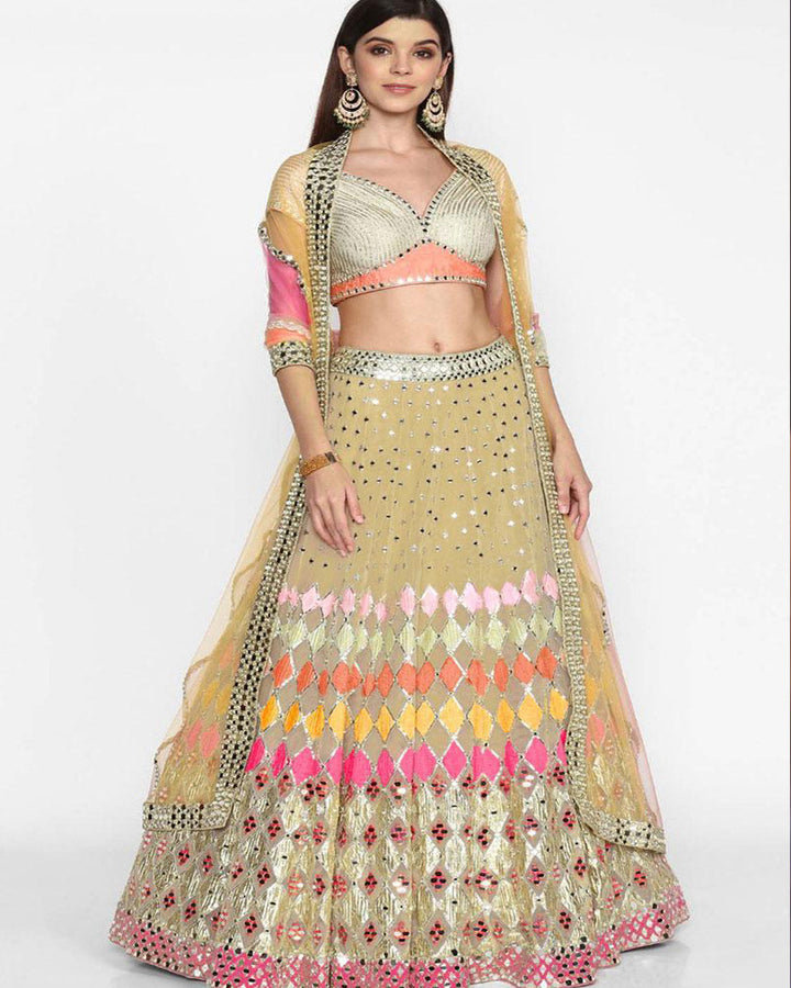 Kaju Katli Pattern Soft Net Lehenga Choli