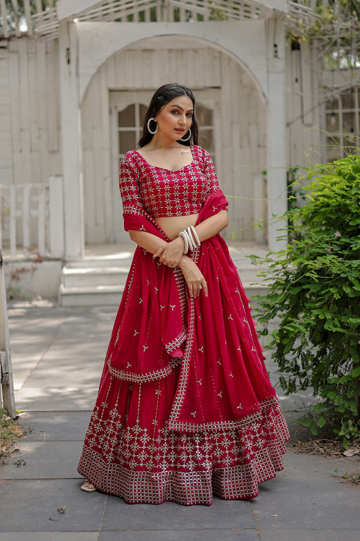Pink Color Faux Blooming With Heavy Sequence Work Lehenga Choli