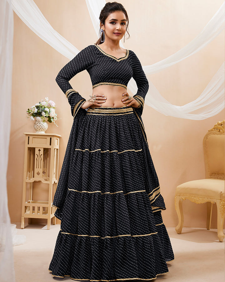 Black Laheriya Print Georgette Lehenga Choli