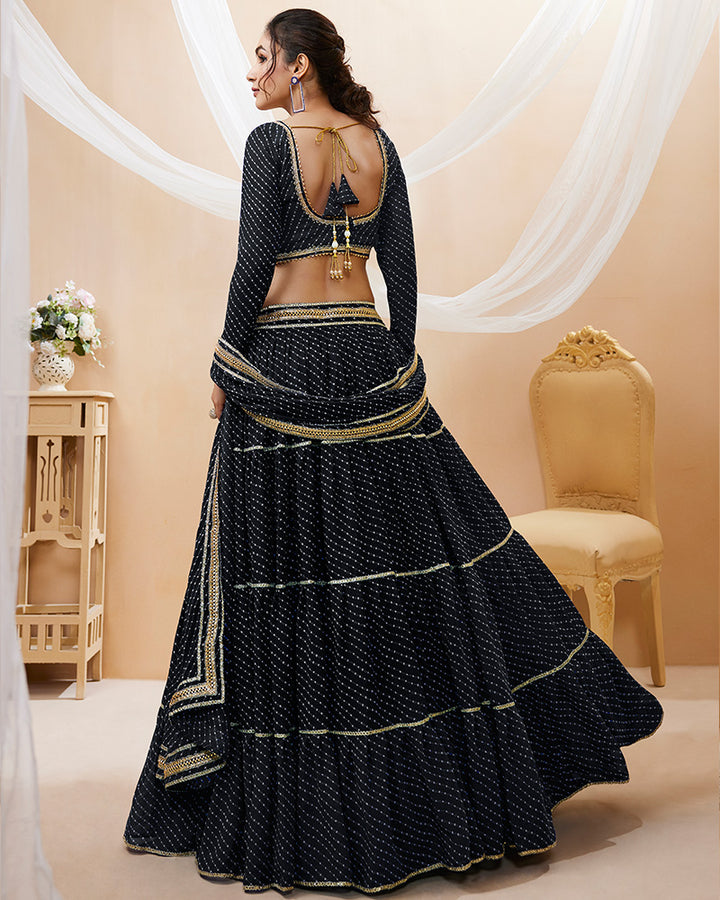 Black Laheriya Print Georgette Lehenga Choli