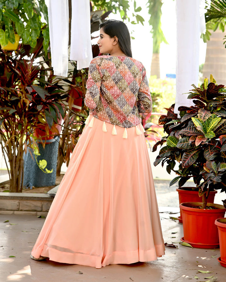 Peach Color Designer Sequins Embroidery  Ready to Wear Lehenga Choli