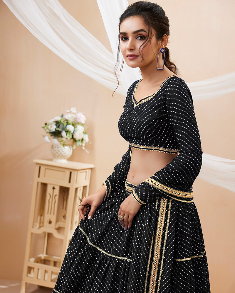Black Laheriya Print Georgette Lehenga Choli