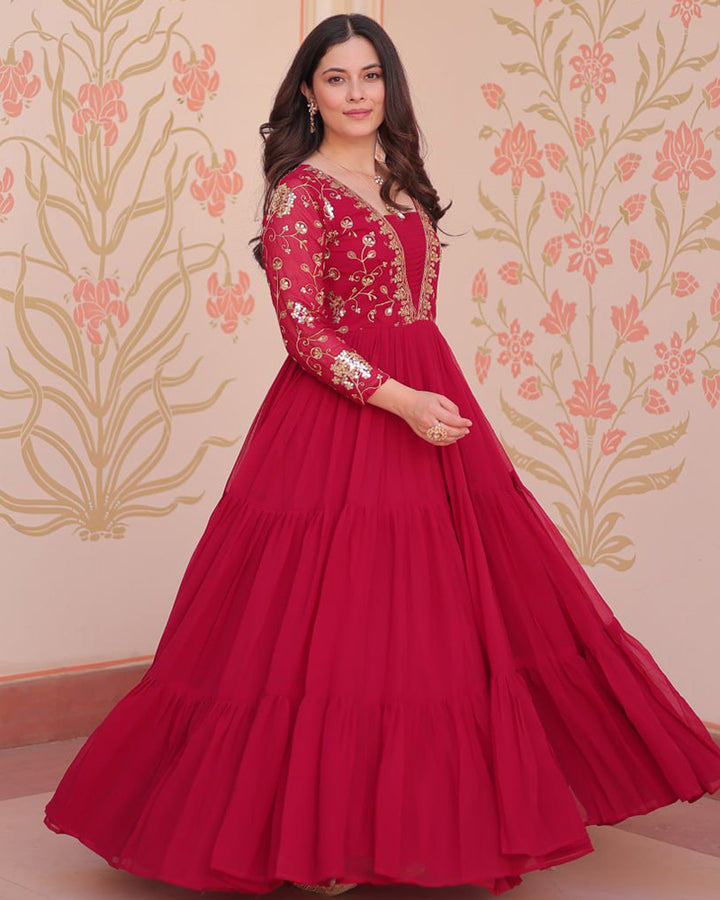Royal Rani Pink Gown With Exquisite Golden Embroidery