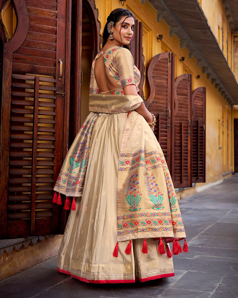 Designer Red Color Paithani Silk Lehenga Choli