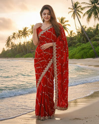 Purple Color Space Silk Embroidered Saree