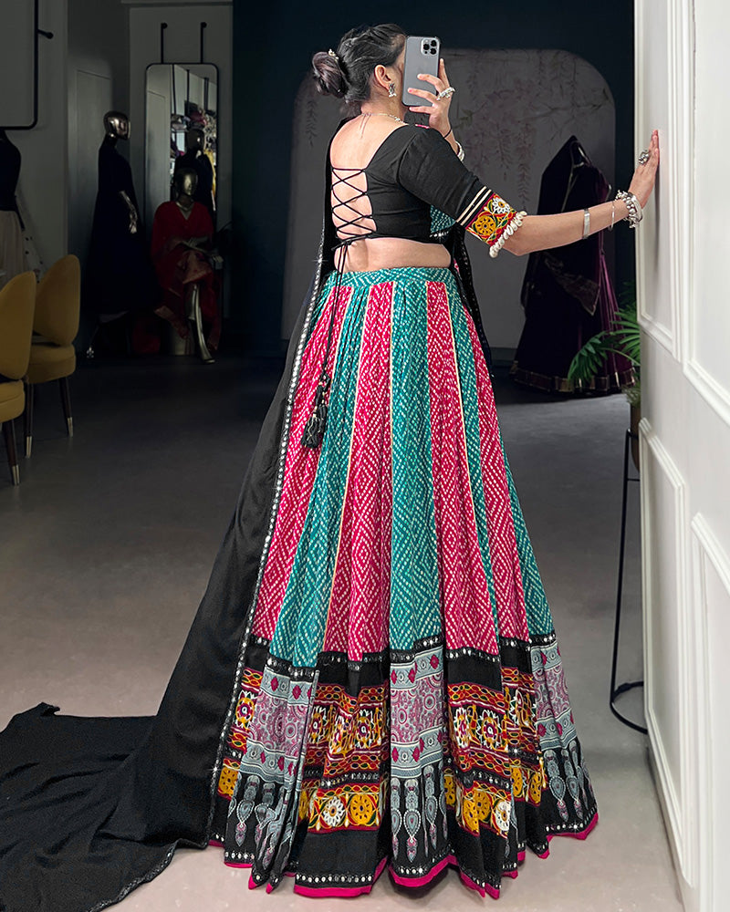 Sky And Pink Color Traditional Rayon Navratri Lehenga Choli