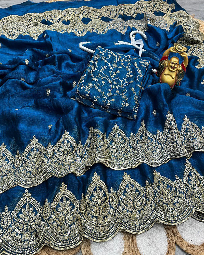 11 Color Fendi Chiffon Sequence Embroidered Saree