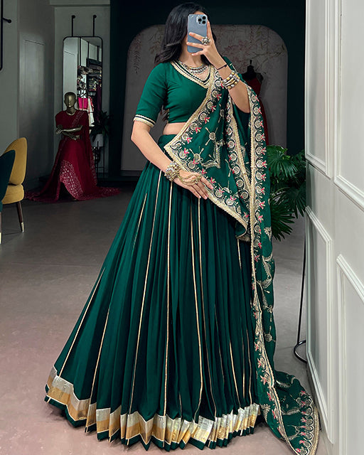Elegant Teal Green Color Georgette Navratri Lehenga Choli