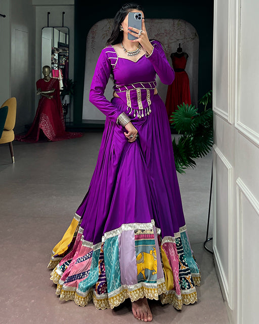 Purple Color Rayon Elegant Navratri Lehenga Choli