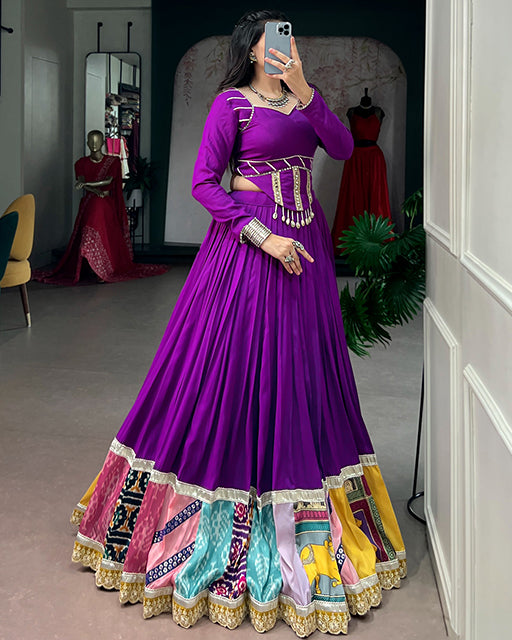Purple Color Rayon Elegant Navratri Lehenga Choli