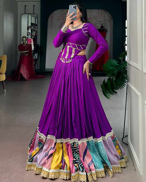 Purple Color Rayon Elegant Navratri Lehenga Choli