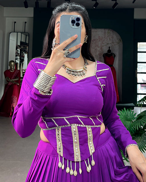 Purple Color Rayon Elegant Navratri Lehenga Choli