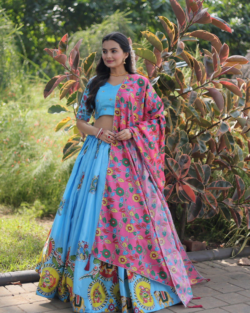 Sky Blue Color Dola Silk Designer Lehenga Choli