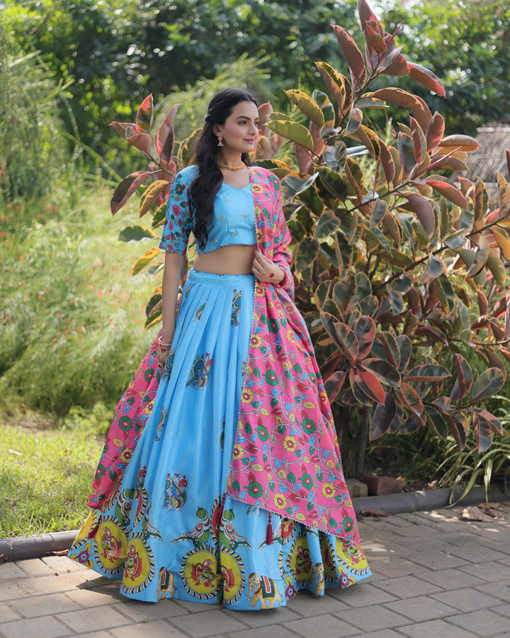 Sky Blue Color Dola Silk Designer Lehenga Choli
