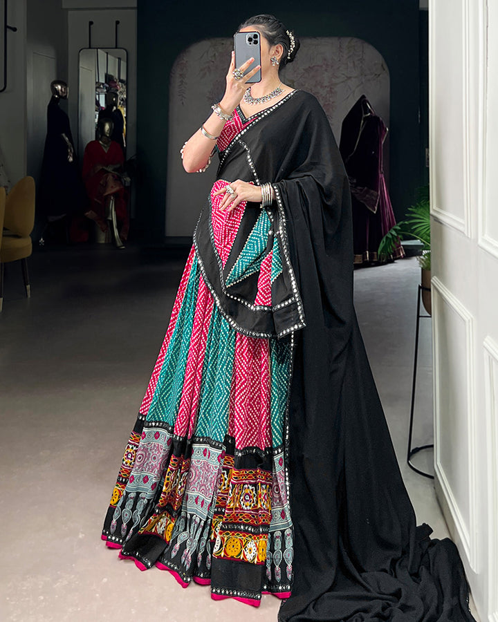 Sky And Pink Color Traditional Rayon Navratri Lehenga Choli