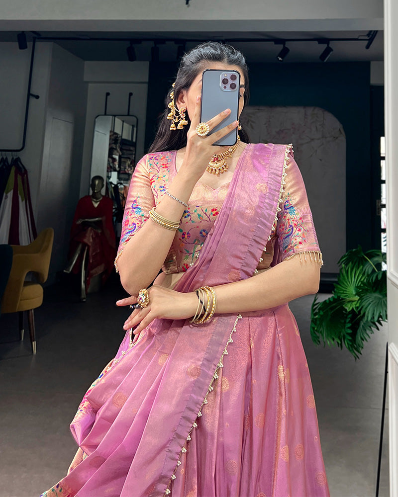Light Pink Color Shimmer Silk Lehenga Choli