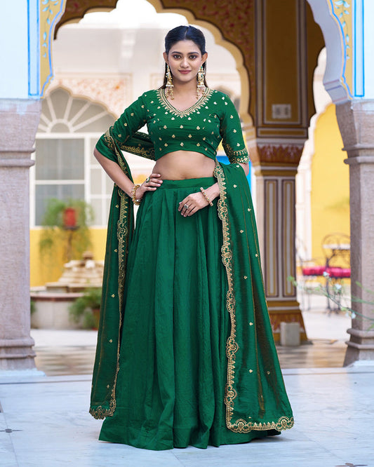 Designer Green Color Nc Silk Embroidered Lehenga Choli
