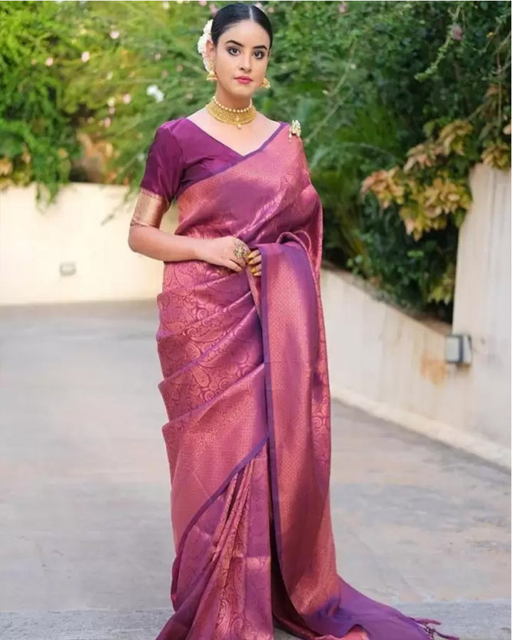 Designer Wine Color Soft Silk Saree