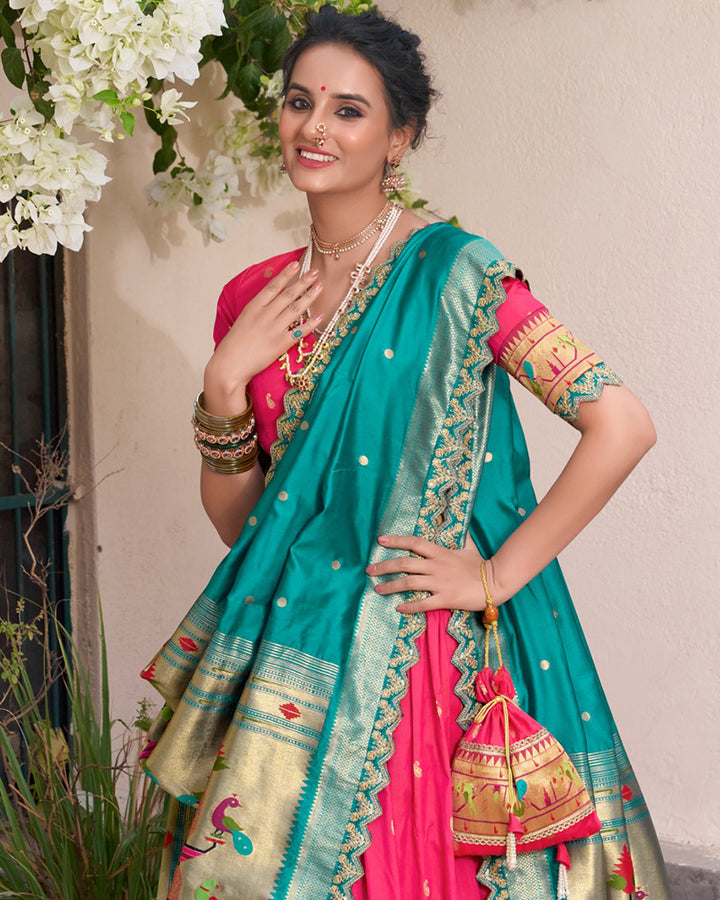 Pink Color Jacquard Silk Designer Lehenga Choli