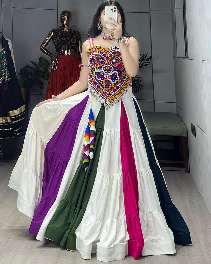 Vibrant Multicolor Traditional Navratri Lehenga Choli with Mirror Work