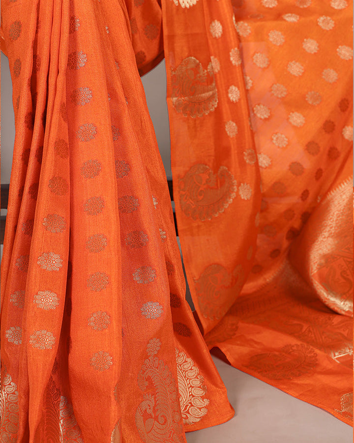Orange Color Roop Silk Zari Weaving Saree