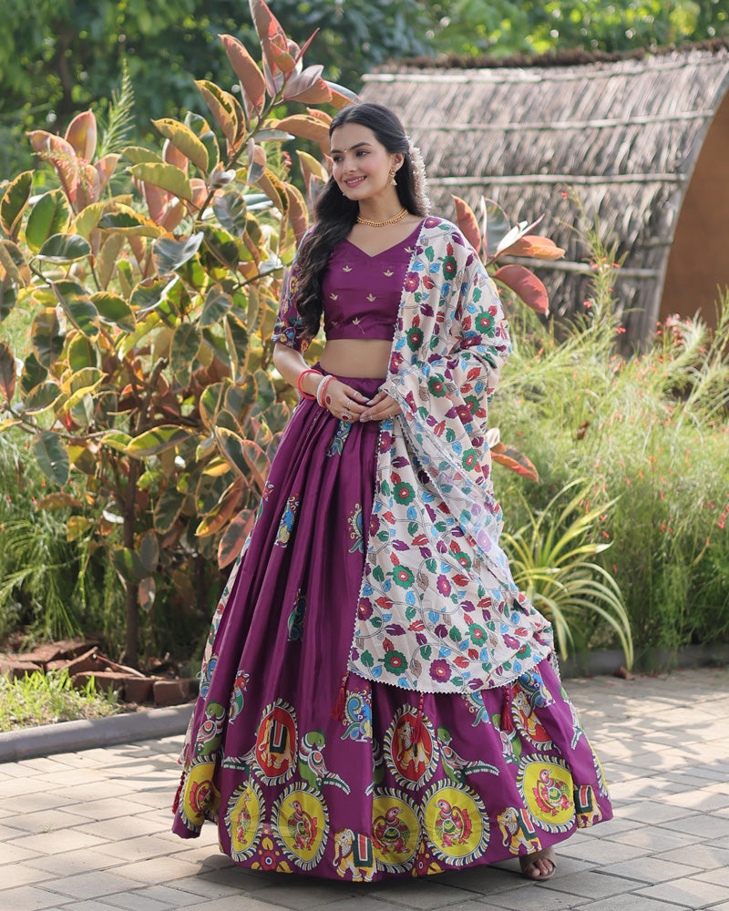 Wine Color Dola Silk Designer Lehenga Choli
