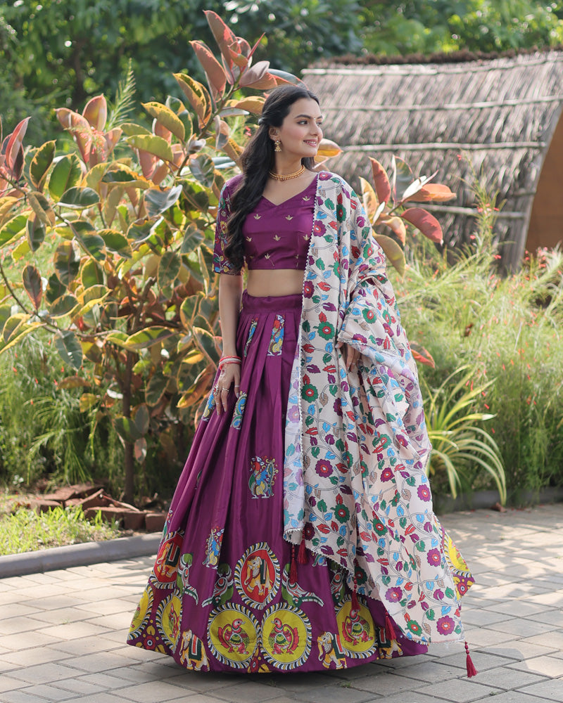 Wine Color Dola Silk Designer Lehenga Choli