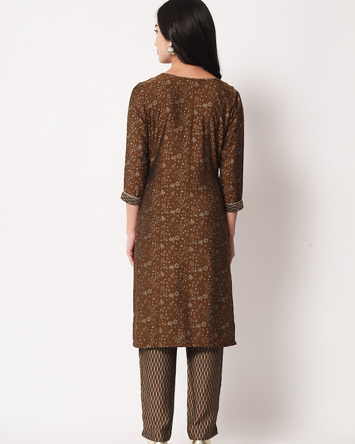 Brown Color Chanderi Silk Salwar Suit