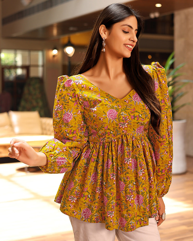 Designer Mustard Color Cotton Tunic