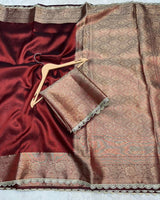 Maroon Color Banarasi Tissue Saree