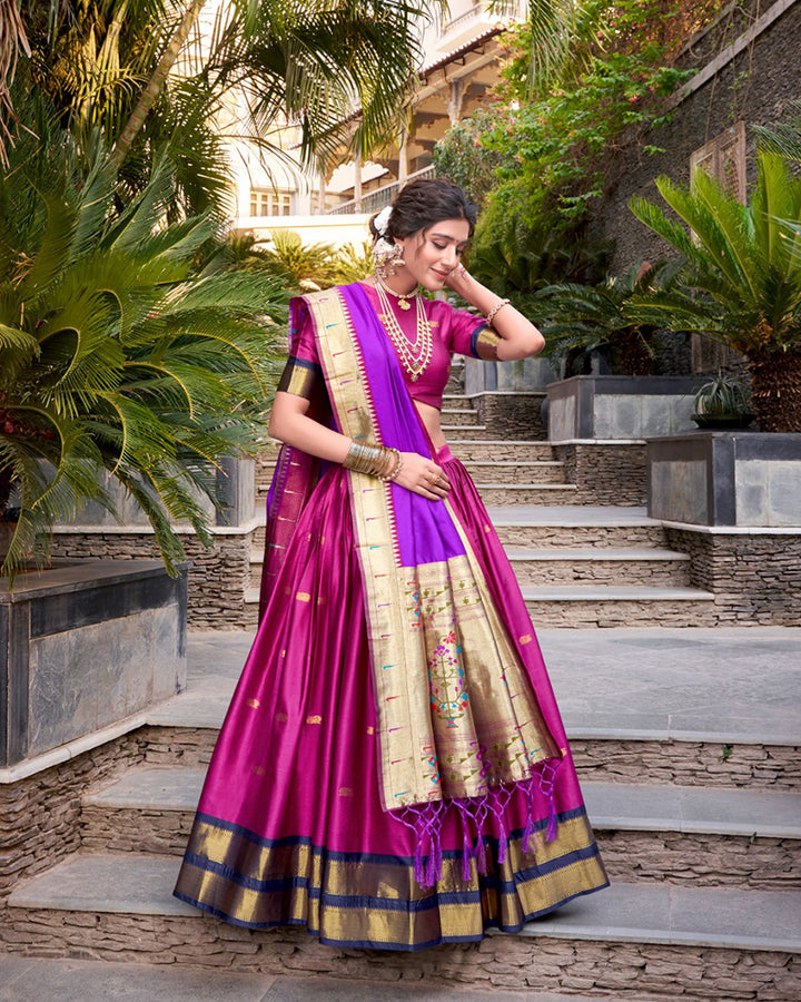 Designer Pink Color Jacquard Silk Lehenga Choli