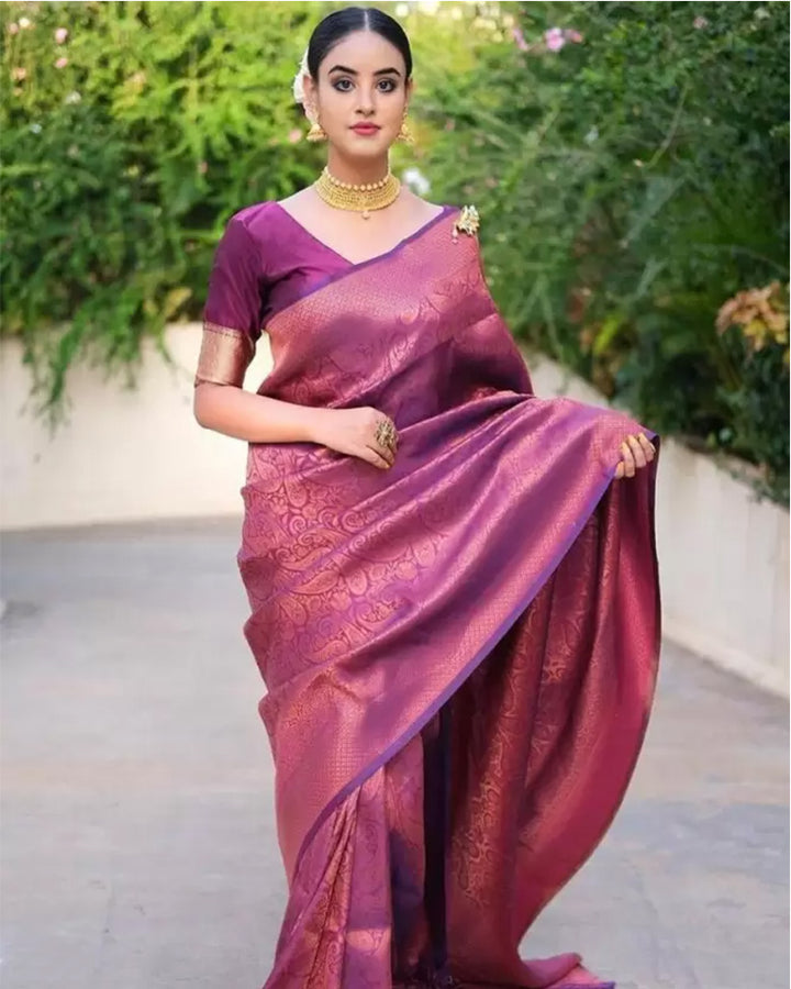 Designer Wine Color Soft Silk Saree