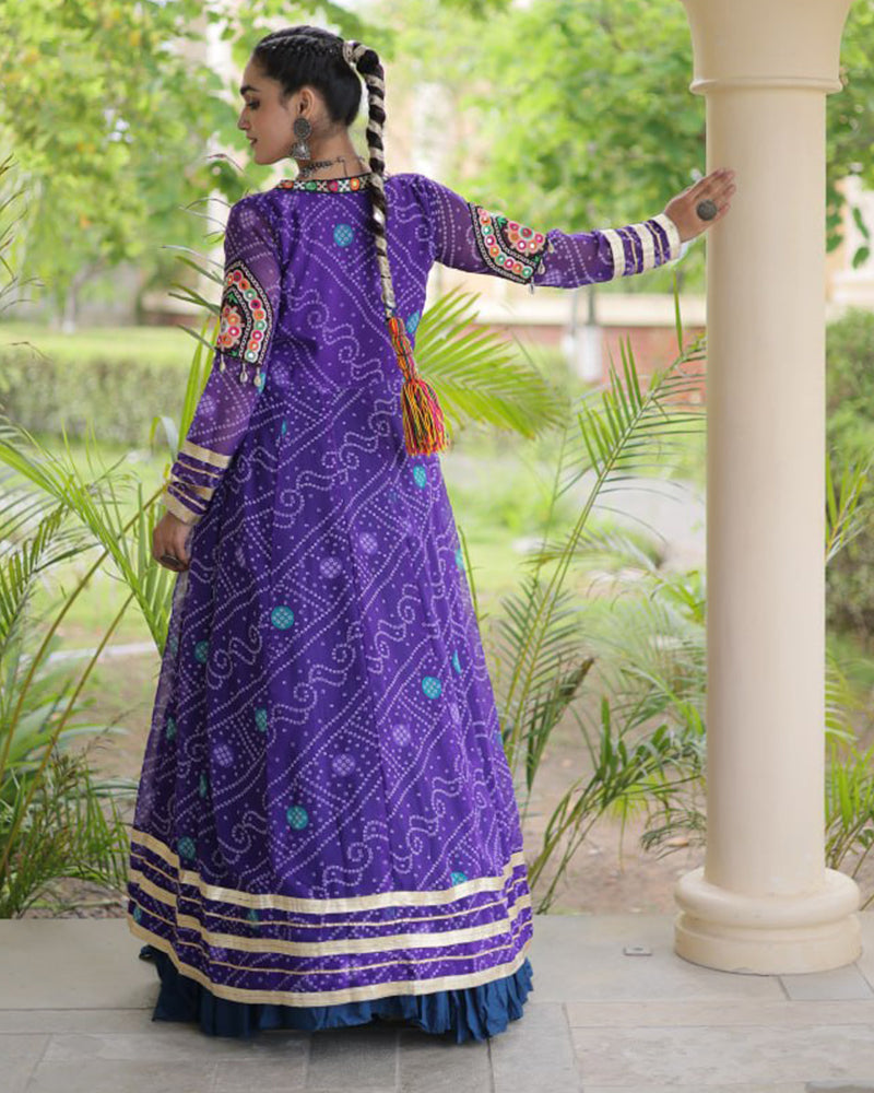 Mint Blue Color Bandhani Printed With Rayon Lehenga  Choli