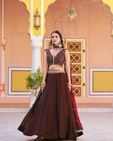 Maroon Color Fendi  Embroidered Lehenga Choli