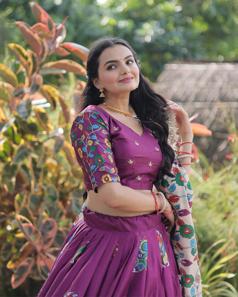 Wine Color Dola Silk Designer Lehenga Choli
