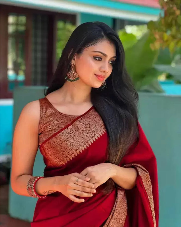 Designer Red Color Banarasi Silk Saree