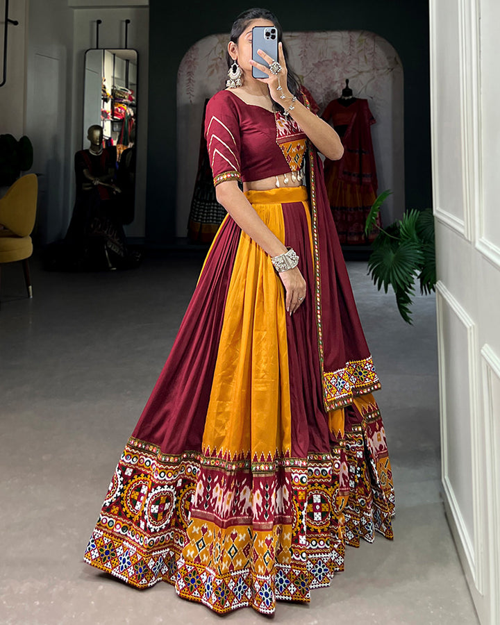 Mustard Yellow Gamthi Work Navratri Wear Choli