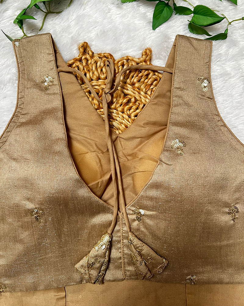 Cream Color Vichitra Silk Embroidered Blouse