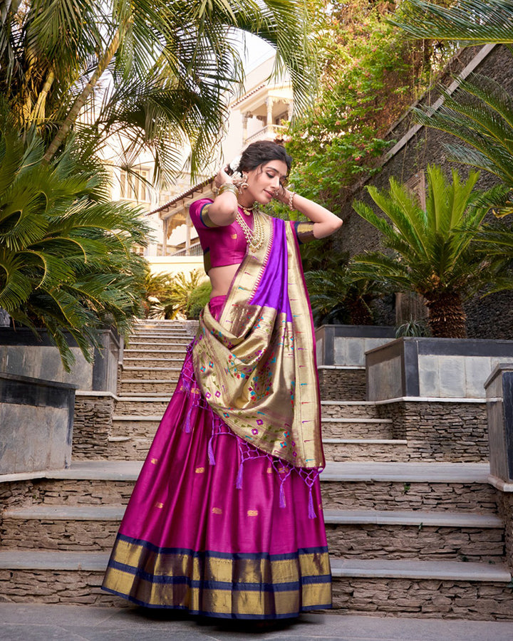 Designer Pink Color Jacquard Silk Lehenga Choli