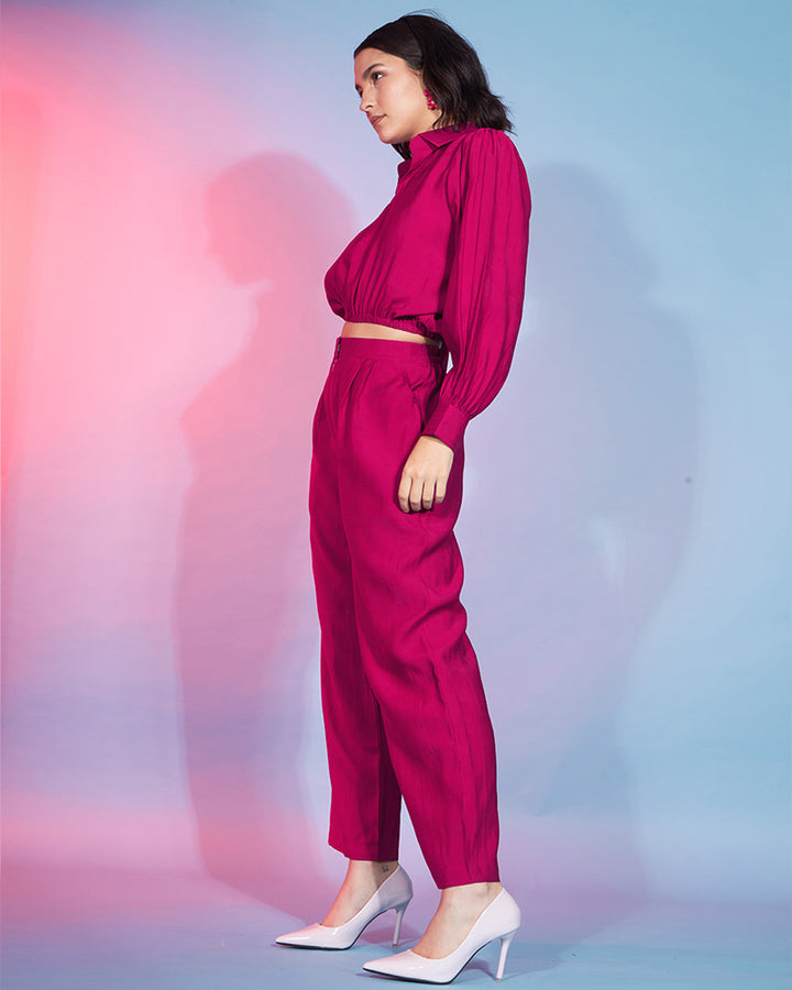 Rani Pink Color Viscose Rayon Co-Ord Set