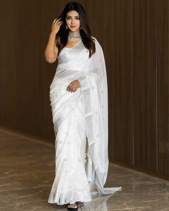 White Color Soft Cotton Saree