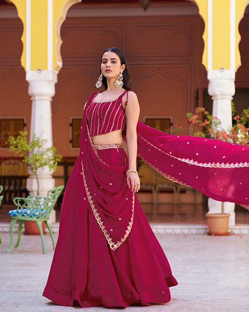 Rani Pink Color Fendi  Embroidered Lehenga Choli