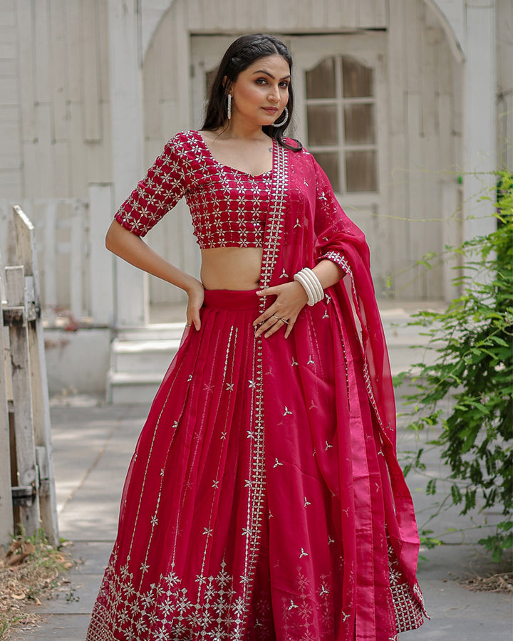 Pink Color Faux Blooming With Heavy Sequence Work Lehenga Choli
