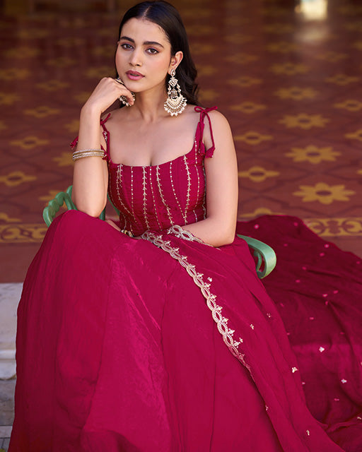 Rani Pink Color Fendi  Embroidered Lehenga Choli