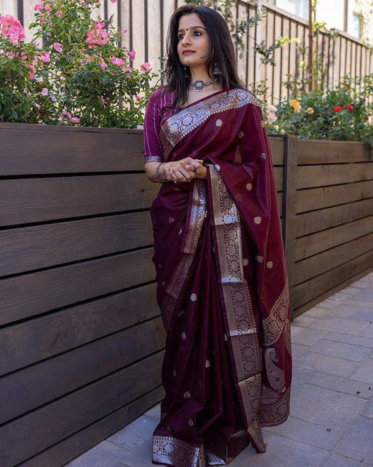 New Design Wine Color Soft Cotton Saree