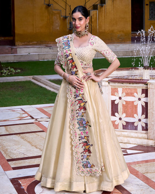 Designer Off-White Color Raspberry Lehenga Choli