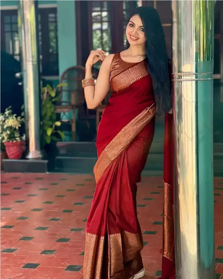 Designer Red Color Banarasi Silk Saree
