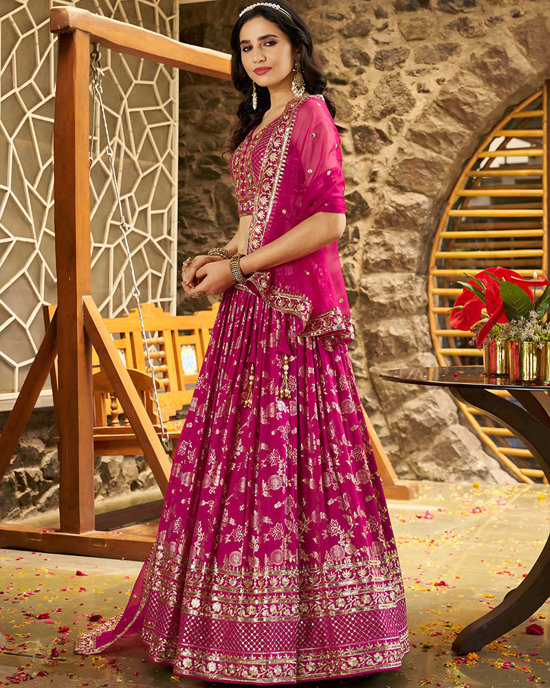 Rani Pink Color Dola Silk Jacquard Lehenga Choli