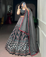 Grey Color Vaishali Silk Gota Patti Lehenga Set